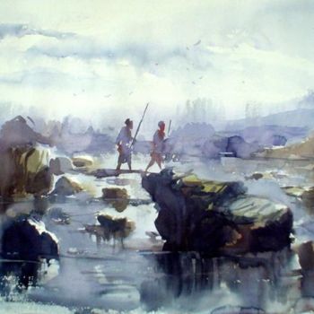 Schilderij getiteld "Landscape03" door Kishore Singh, Origineel Kunstwerk