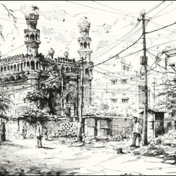 Pintura intitulada "Seven Tombs01_Hyder…" por Kishore Singh, Obras de arte originais, Óleo