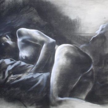 Painting titled "Nude_Pose17" by Kishore Singh, Original Artwork, Oil
