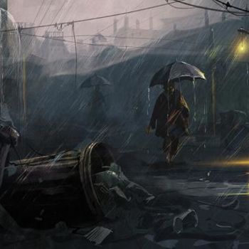 Digital Arts titled "Rain on the City.JPG" by Kishore Singh, Original Artwork, Digital Painting