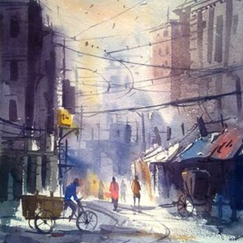 Painting titled "City01" by Kishore Singh, Original Artwork, Oil