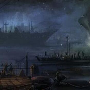 Digital Arts titled "Dockyard" by Kishore Singh, Original Artwork, Digital Painting