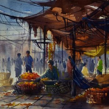 Картина под названием "Hyderabad_gudimalka…" - Kishore Singh, Подлинное произведение искусства, Масло