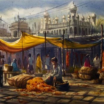 Painting titled "Hyderabad_gudimalka…" by Kishore Singh, Original Artwork, Oil