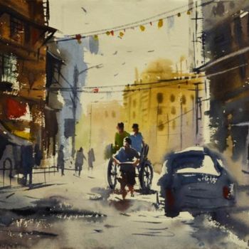 Painting titled "Kolkatta_03" by Kishore Singh, Original Artwork, Oil