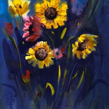 Painting titled "Sunflower03" by Kishore Singh, Original Artwork