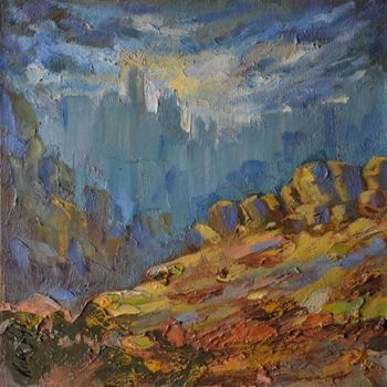 Картина под названием "landscape01" - Kishore Singh, Подлинное произведение искусства, Масло