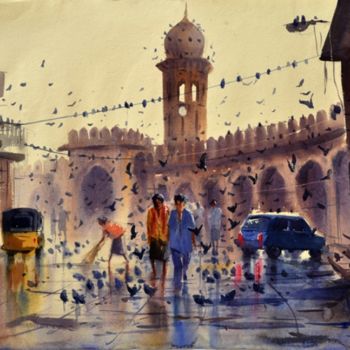 Painting titled "mozamjahi-market03.…" by Kishore Singh, Original Artwork, Oil