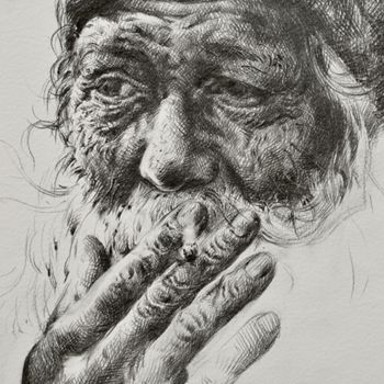 Peinture intitulée "old-man.jpg" par Kishore Singh, Œuvre d'art originale, Huile