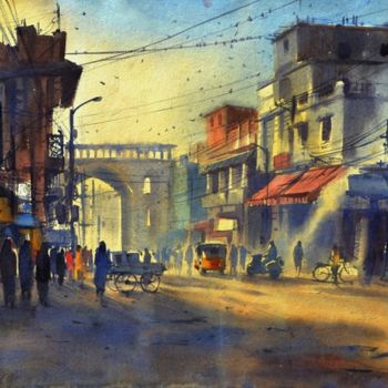 Картина под названием "Old city Hyderabad,…" - Kishore Singh, Подлинное произведение искусства