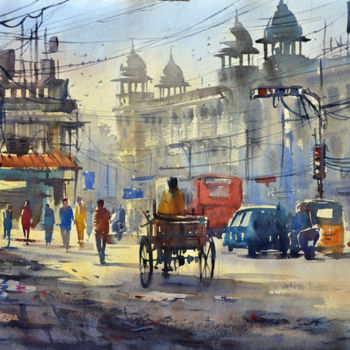 Painting titled "madina-building-all…" by Kishore Singh, Original Artwork, Oil