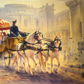 Malerei mit dem Titel "chariot-faluknuma.j…" von Kishore Singh, Original-Kunstwerk