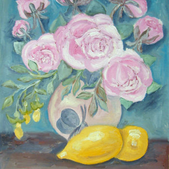 제목이 "Натюрморт с розами…"인 미술작품 Natalia Кislitsa로, 원작, 기름