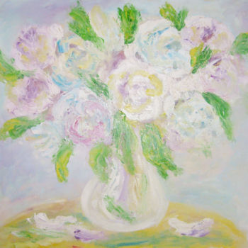 Pintura intitulada "Букет с розами" por Natalia Kislitsa, Obras de arte originais, Óleo