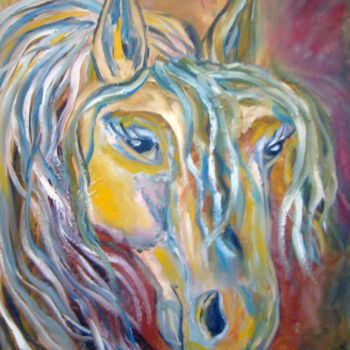 Painting titled "Portrait of a horse" by Natalia Kislitsa, Original Artwork, Oil