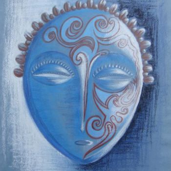 Pintura intitulada "Masque Bleu" por Kitzie, Obras de arte originais, Outro