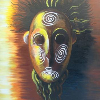 Ζωγραφική με τίτλο "Grand Masque Africa…" από Kitzie, Αυθεντικά έργα τέχνης, Άλλος