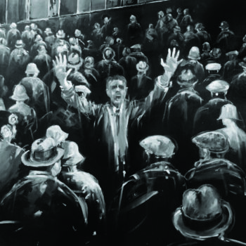 Painting titled "The Crowd" by Kizou Dumas, Original Artwork, Oil