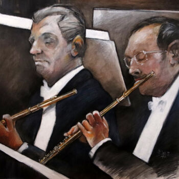 Peinture intitulée "Flutes" par Kizou Dumas, Œuvre d'art originale, Huile Monté sur Panneau de bois