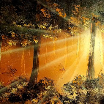 Malerei mit dem Titel "Réveil en forêt" von Keja Creation, Original-Kunstwerk, Sprühfarbe