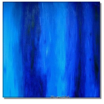 Malerei mit dem Titel "Blue Cascade ~ orig…" von Klaudia Warwel, Original-Kunstwerk, Öl