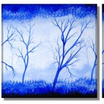 Painting titled "Blue Forest" by Klaudia Warwel, Original Artwork, Oil