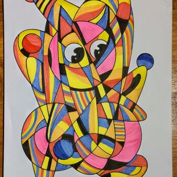 Painting titled ""The Cat"" by Klaus Heymann, Original Artwork, Ink