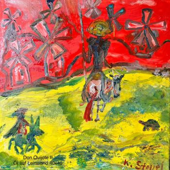 Painting titled "Don Quijote II" by Klaus Professor Stoppel, Original Artwork, Oil