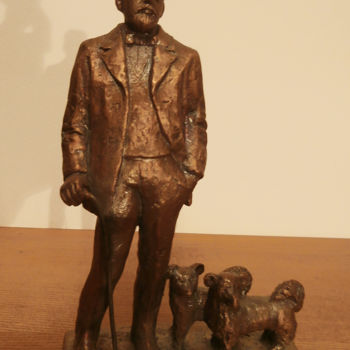 Sculpture intitulée "Chekhov with a cane…" par Klavdia Gorbashova, Œuvre d'art originale, Bronze