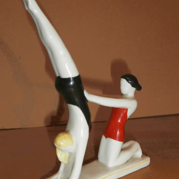 Sculpture titled "Gymnasts" by Klavdia Gorbashova, Original Artwork, Ceramics