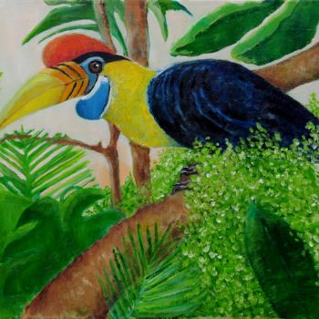 Painting titled "Sulawesi Jaarvogel" by Klazien De Vries, Original Artwork