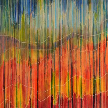 Painting titled "Tropical Rain" by Klazien De Vries, Original Artwork, Oil