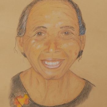 Malerei mit dem Titel "Old Lady from Bali" von Klazien De Vries, Original-Kunstwerk