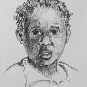 Zeichnungen mit dem Titel "African Child" von Klazien De Vries, Original-Kunstwerk