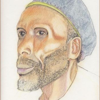 Dessin intitulée "Man from Kenya" par Klazien De Vries, Œuvre d'art originale