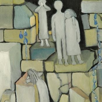 Schilderij getiteld "Haiti Tragedy Grief" door Klazien De Vries, Origineel Kunstwerk