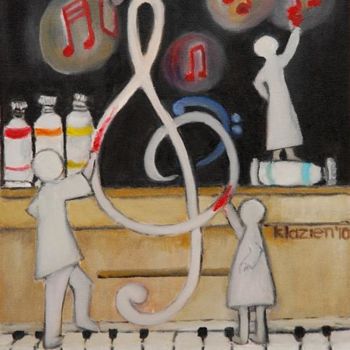 Schilderij getiteld "Music with Paint" door Klazien De Vries, Origineel Kunstwerk