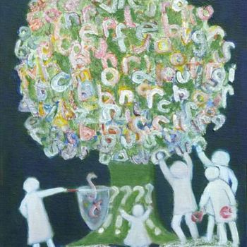 Painting titled "Letter Tree" by Klazien De Vries, Original Artwork