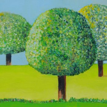 Painting titled "Trees in the fields…" by Klazien De Vries, Original Artwork