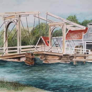 Malerei mit dem Titel "Die Brücken von Hol…" von Kurt Patzke, Original-Kunstwerk, Aquarell