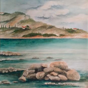 Malerei mit dem Titel "Küste Siziliens" von Kurt Patzke, Original-Kunstwerk, Aquarell