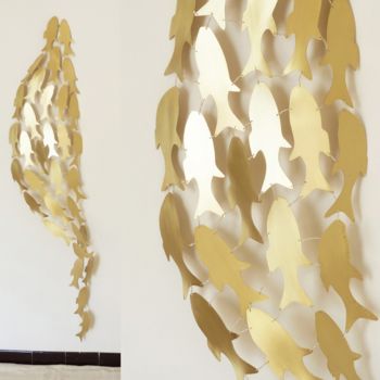 Escultura intitulada "Shoal, the Golden F…" por Kleinmanzano, Obras de arte originais, Metais
