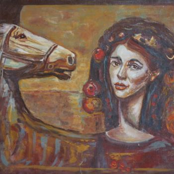 Painting titled "Horse and women" by Klim, Original Artwork, Other
