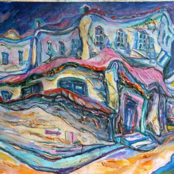 Painting titled "old street" by Klim, Original Artwork, Oil