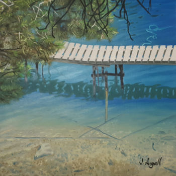 Painting titled "Passerelle a Port a…" by Julie Argall, Original Artwork, Oil