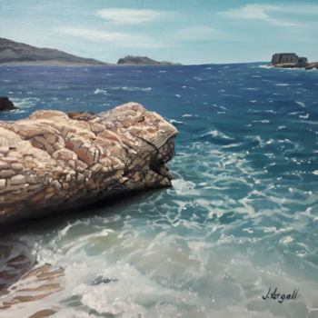 Peinture intitulée "Rocher sur la côte…" par Julie Argall, Œuvre d'art originale, Huile