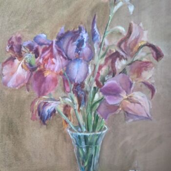 Painting titled "Irises from my gard…" by Christina Lao, Original Artwork, Oil