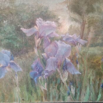 Malerei mit dem Titel "Sunset Irises" von Christina Lao, Original-Kunstwerk, Öl