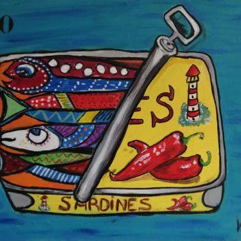 Painting titled "Les sardines de Bre…" by Claire Ferrari (klrferr), Original Artwork, Acrylic