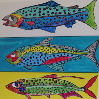 Peinture intitulée "Les sardines tripty…" par Claire Ferrari (klrferr), Œuvre d'art originale, Acrylique